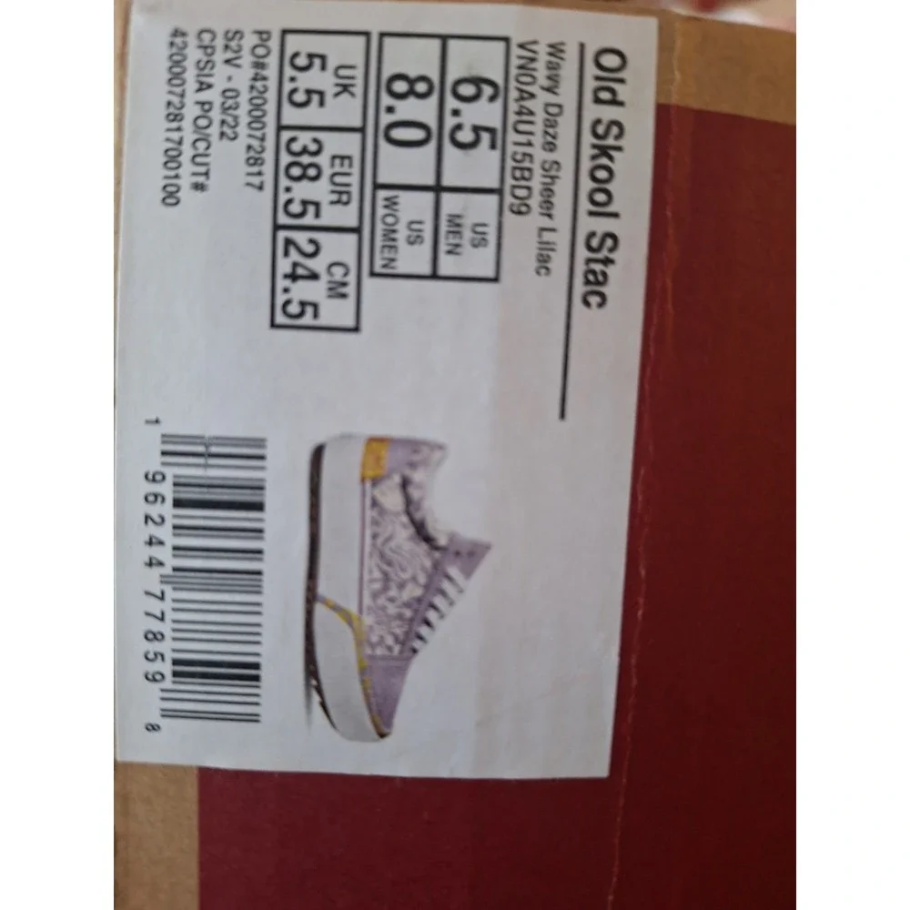 Vans Old Skool Stacked Lugged Wavy Daze Lilac 2in Platform Shoes Women's Sz 8 - Picture 10 of 10